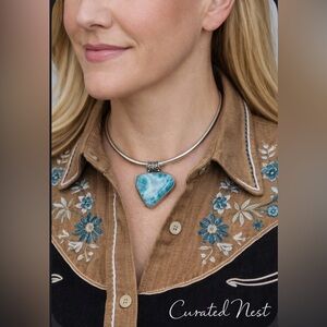 Silver Necklace with Blue Stone Pendant